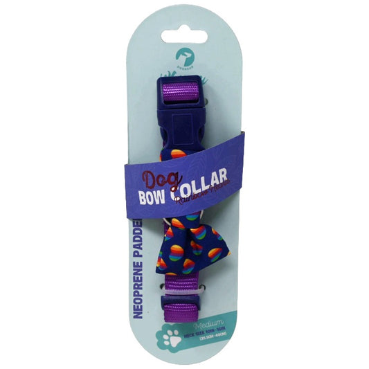 DOG COLLAR W/BOW HEART MULTICOLOR C/P 48