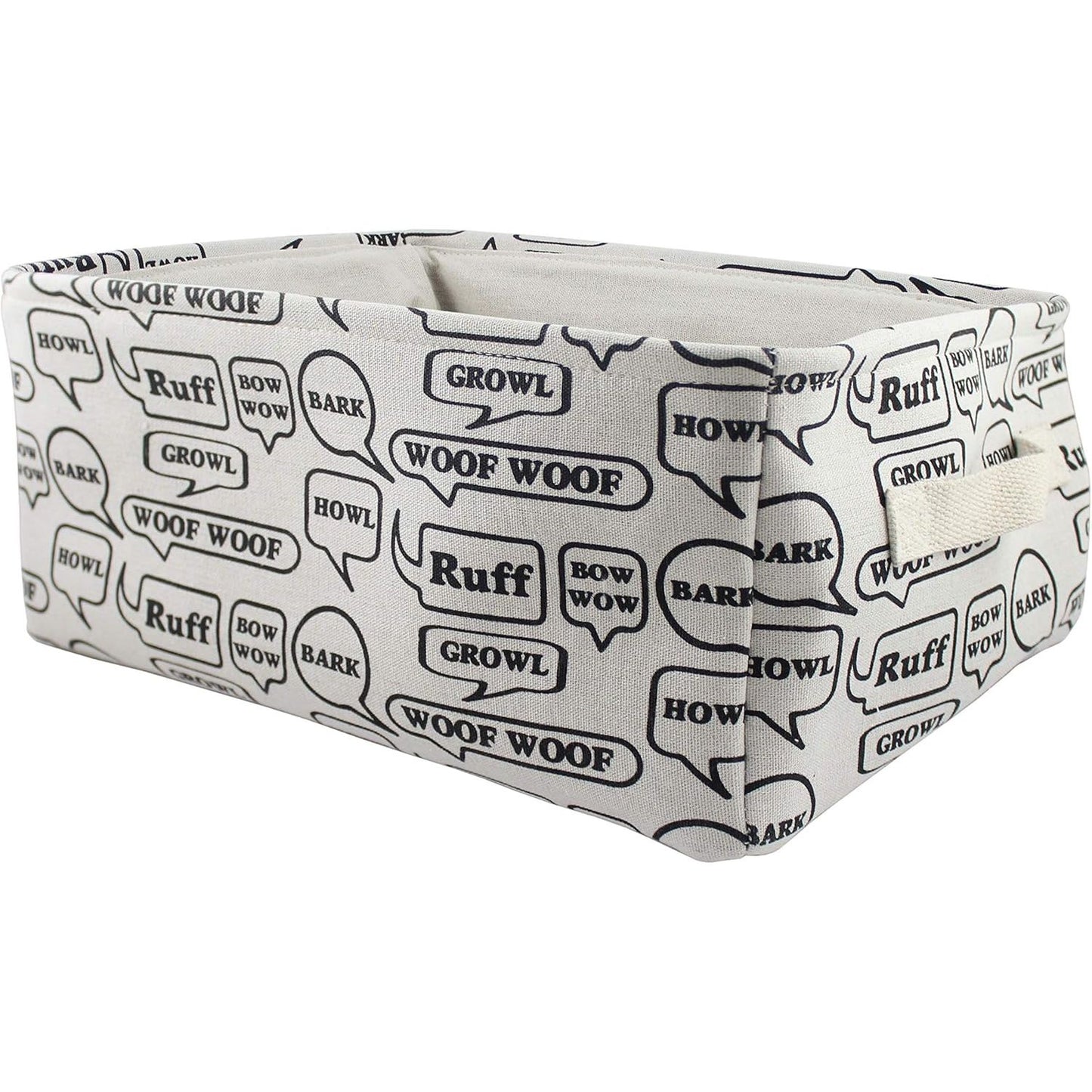 White/Black Word Bubble "Woof, Ruff" Pet Bin 17"x13"xH8 C/P 12