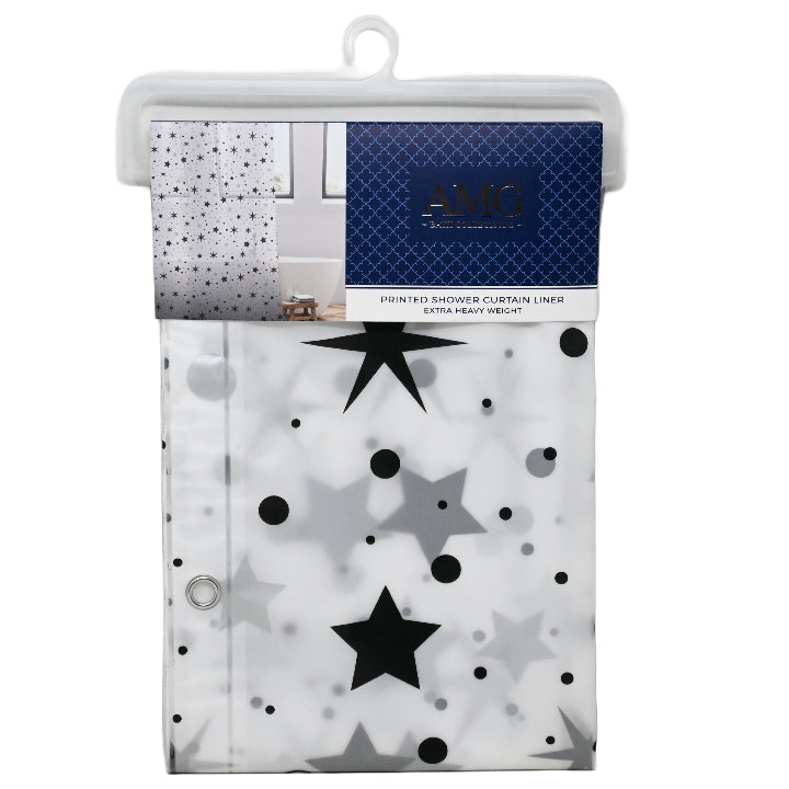 70" X 72" PEVA SHOWER CURTAIN LINER W/PRINTED STARS C/P 12