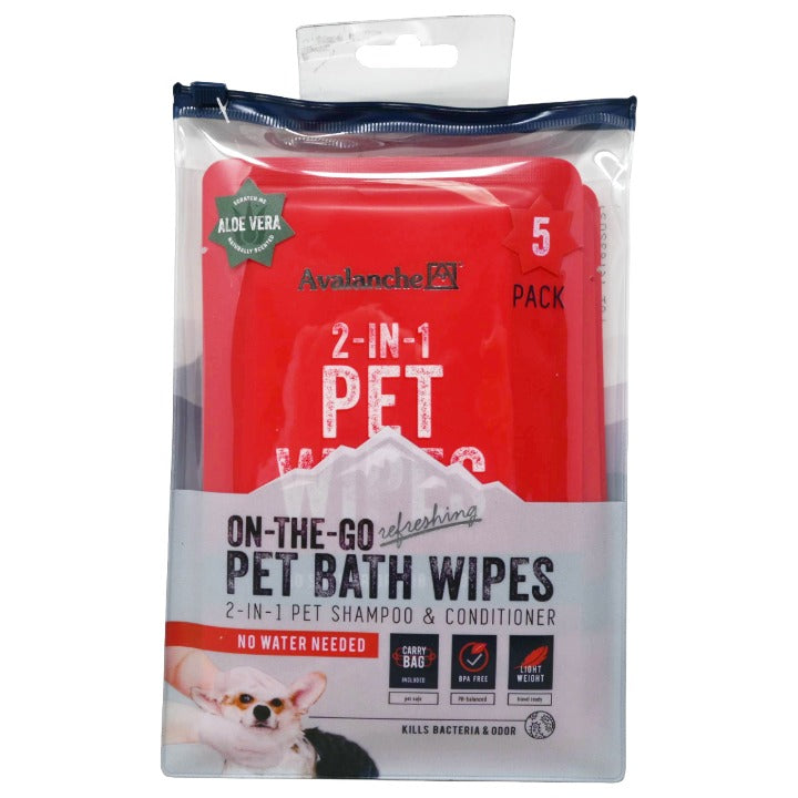 *AS IS*5PK 2-IN-1 PET WIPES BATH FRESH ALOE C/P 48