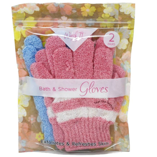 2pk PINK/BLUE BATH & SHOWER GLOVES C/P 72
