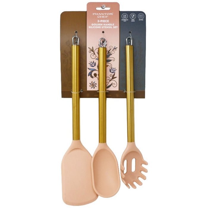 3pc Apr Gld Turner Pasta Server Spoon Set C/P 12 Phantom Chef