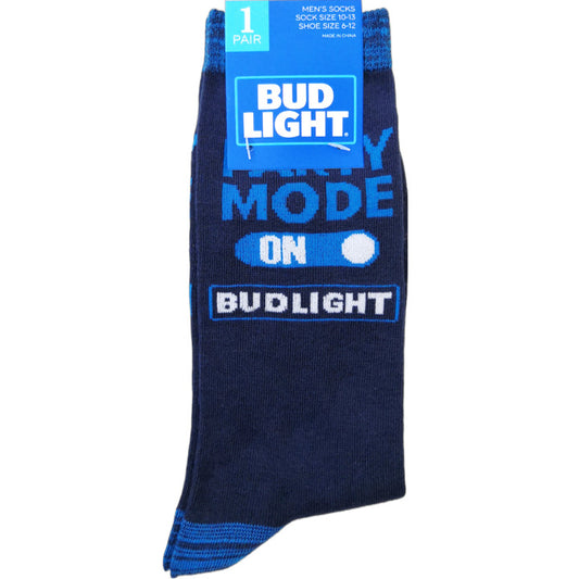 1pr BUD LIGHT BLUE MEN CREW SOCKS SIZE 10-13 C/P 60