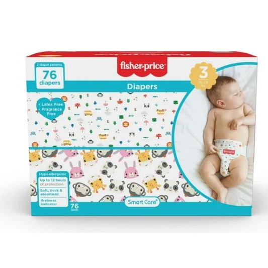 76ct FISHER PRICE DIAPERS SIZE 3 C/P 1