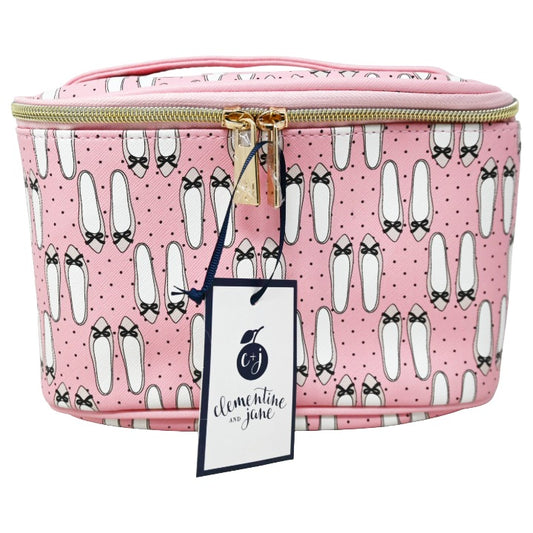 *OUTSIDE CA* PINK TRAIN CASE W/PRINTED HEELS CLEMENTINE AND JANE C/P 20