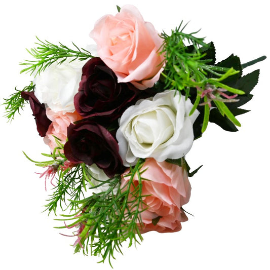 Wht Pnk Brg Rose Bud Bush 18 Flowers C/P 48