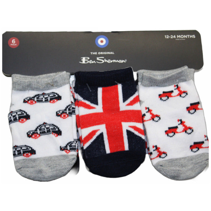 6pk INFANT LOWCUTS SOCKS SIZE 12-24 C/P 36