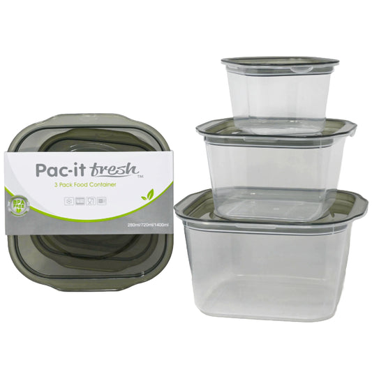 3pc SQUARE FOOD CONTAINER SET PAC-IT FRESH C/P 48