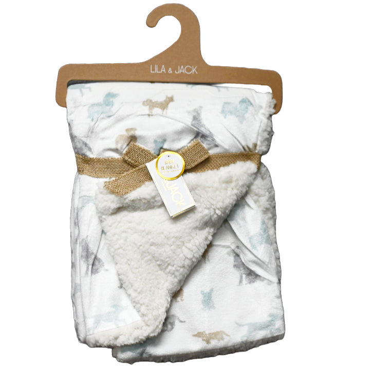 Mink with Sherpa Back Blanket wWatercolor Dog Design C/P 48