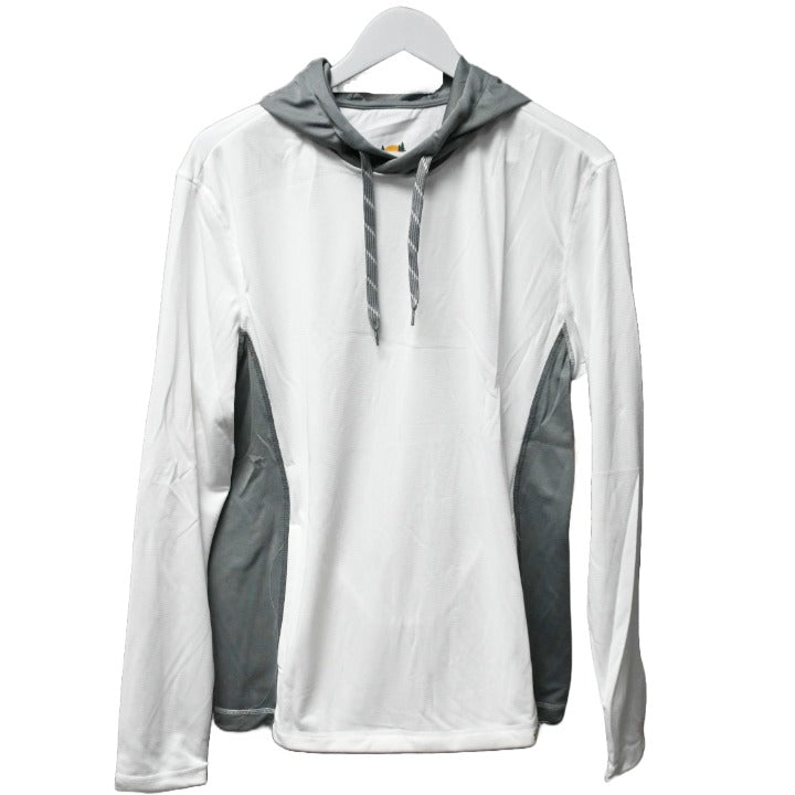 M-XXL IVORY/CEMENT COLOR BLOCK LONG SLEEVE HOODIE C/P 12