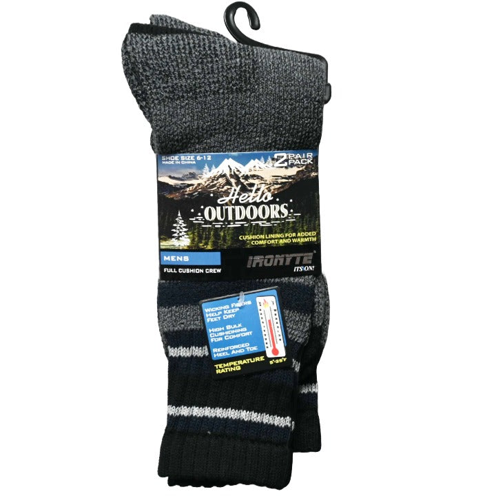 MENS 2PK FULL CUSHION THERMAL SIZE 6-12 RED DARK GRAY C/P 48