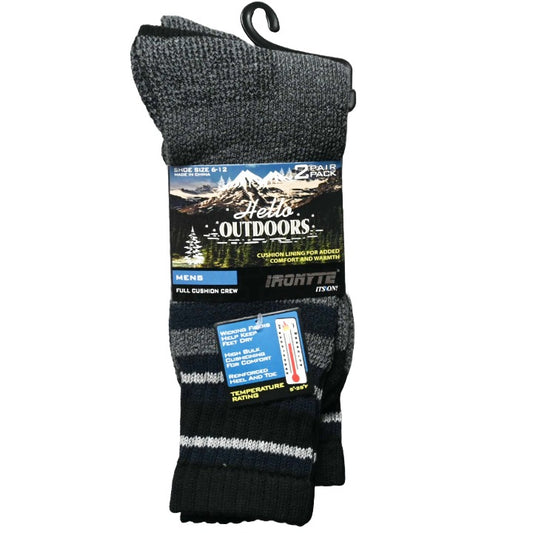 MENS 2PK FULL CUSHION THERMAL SIZE 6-12 RED DARK GRAY C/P 48