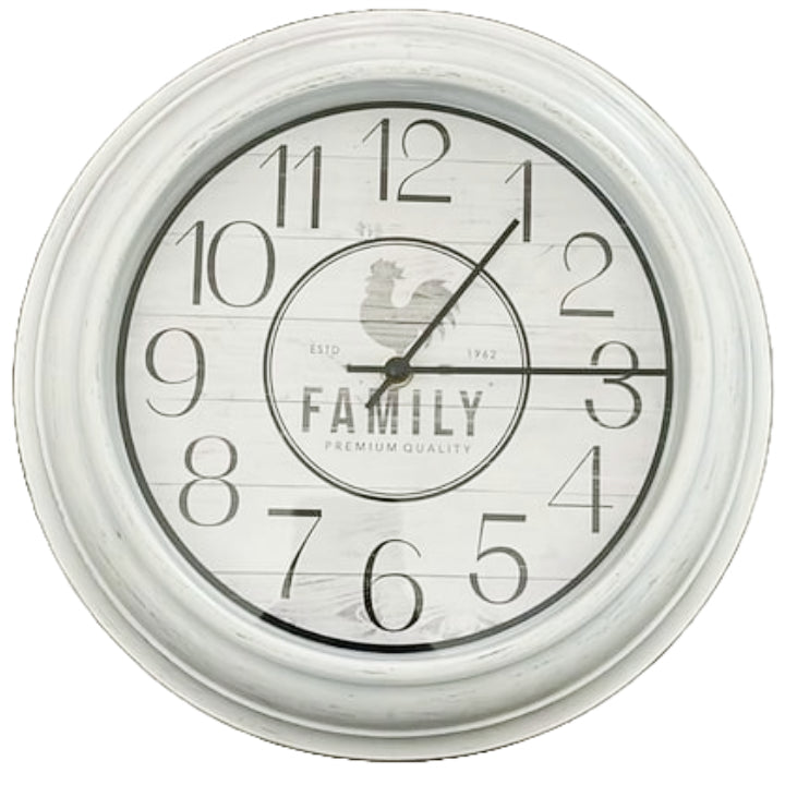 12" WHITE WALL CLOCK MAINSTAYS C/P 4