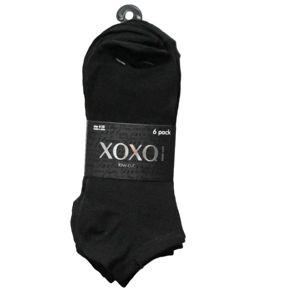 6pk BLACK LADIES XOXO LOW CUT SOCKS SIZE 4-10 C/P 48