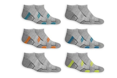 Fruit of the Loom 6pk No Show Boys Socks Assorted C/P 12