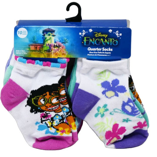 10pk ENCANTO MAGIC OF FAMILY QRT SOCKS SIZE 2T-4T C/P 60