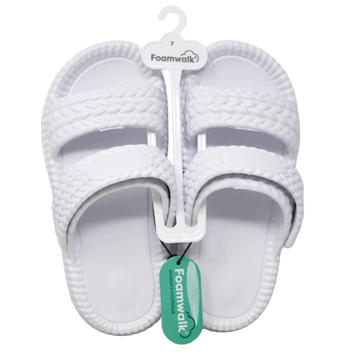 WOMEN WHITE FAUX BRAIDED EVA SANDAL wBACKSTRAP FOAMWALK 4-ASST SIZE C/P 12