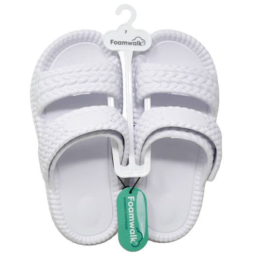 WOMEN WHITE FAUX BRAIDED EVA SANDAL wBACKSTRAP FOAMWALK 4-ASST SIZE C/P 12