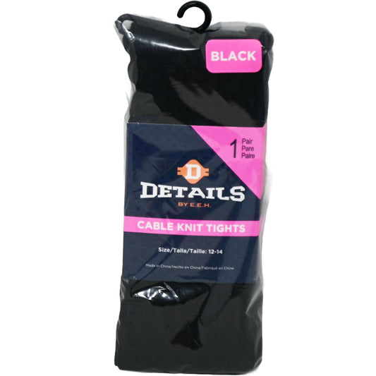 1pk BLACK DETAILS CABLE KNIT TIGHTS SIZE 12-14 C/P 60