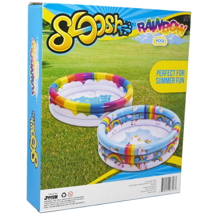 2pk 47"x10" RAINBOW INFLATABLE KIDS POOL C/P 6 SLOOSH