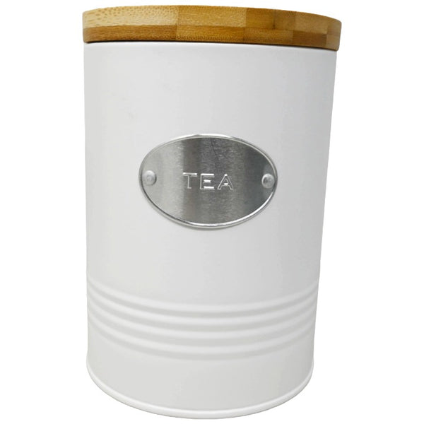 Wht Plaque Tea Canister C/P 12