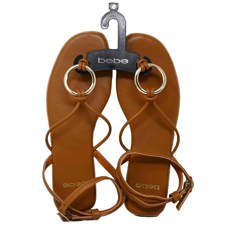 WOMEN TAN FASHION SANDAL wKNOT STRAP UPPER & METAL HARDWARE BEBE 6-ASST SIZE C/P 12