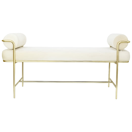 Bench and Pillows Gold Metal Frame 24.4"Hx47.2"Lx16.9"W RTA C/P 2