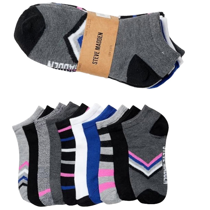 10pk LADIES LOW CUT SOCKS ASST COLOR STEVE MADDEN C/P 36