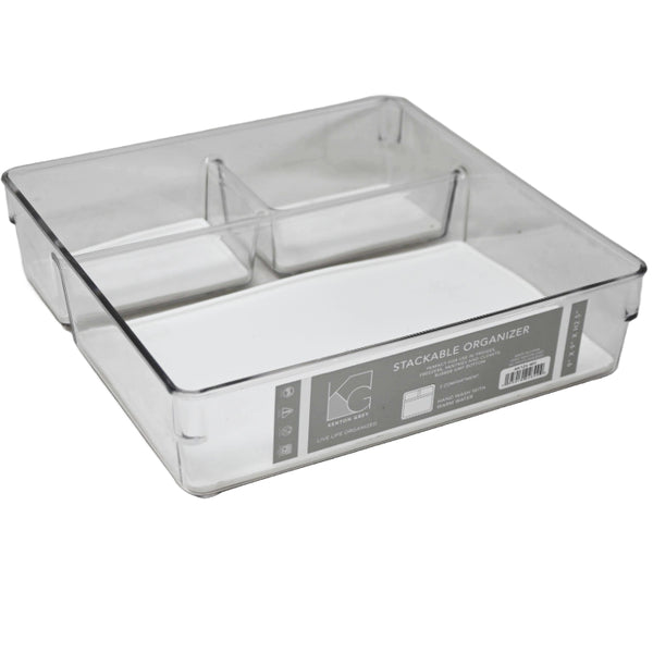 3sect White Plstc Storage Organizer wNon-Slip Bottom C/P 12