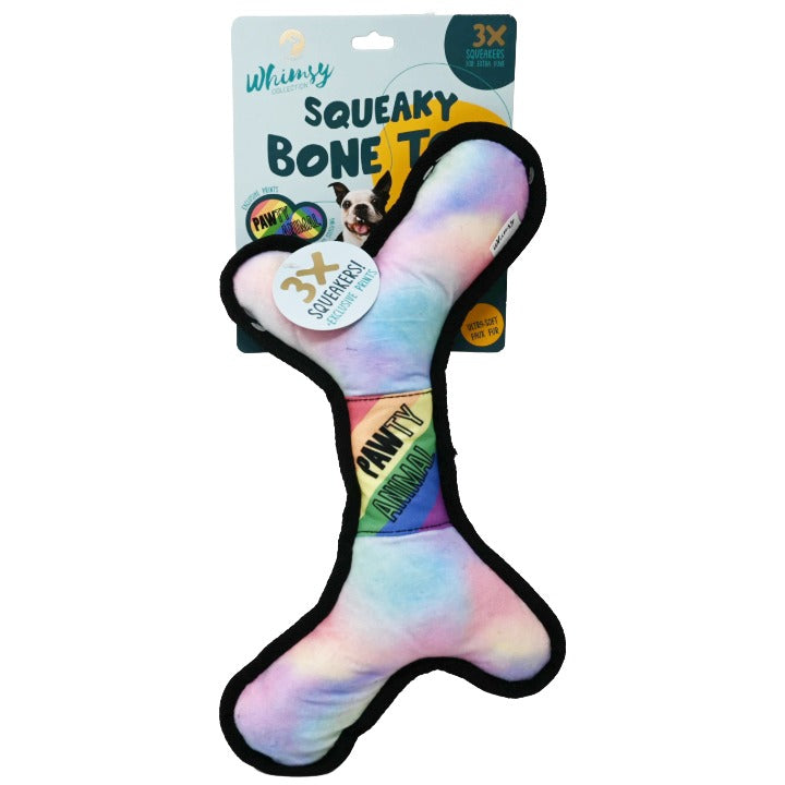 DOG BONE SQUEEKY TOY PINK/BLUE C/P 36