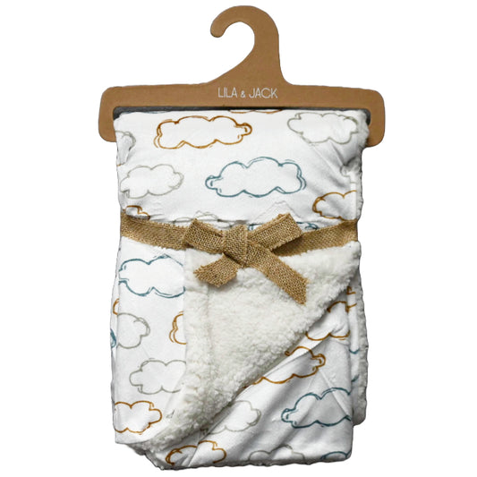 2 Ply Cloud Printed Mink Blanket wSolid Sherpa C/P 24