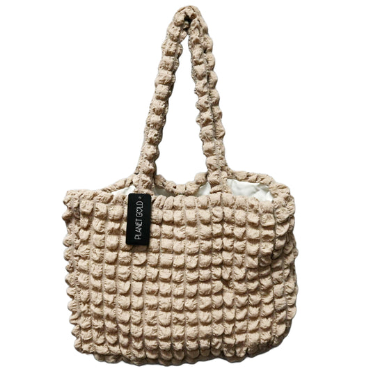 TAUPE QUILTED CARRY ALLl HANDBAG W/TOP ZIPPER C/P 12