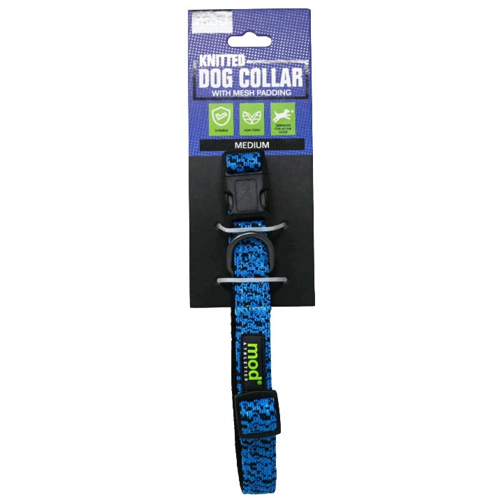 DOG COLLAR KNITTED WITH MESH PADDING NAVY C/P 72