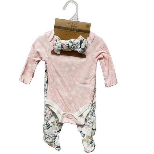 3pc WOODLAND PINK FOOTED PANT SET C/P 48