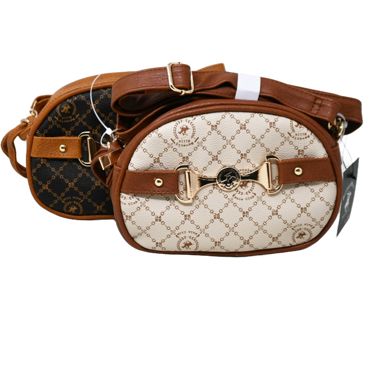 BHPC FASHION HANDBAG W/DBL TOP ZIPPER 2-ASST BROWN & TAUPE C/P 24