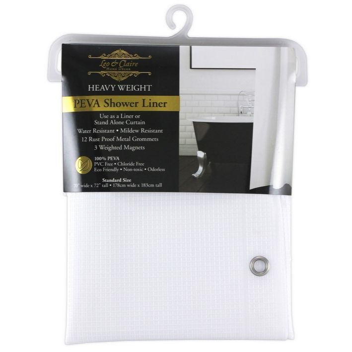 70"x72" WHITE EMBOSSED PEVA SHOWER LINER C/P 24