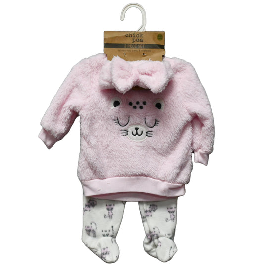 3pc LEOPARD PINK FOOTED PANT SET C/P 48