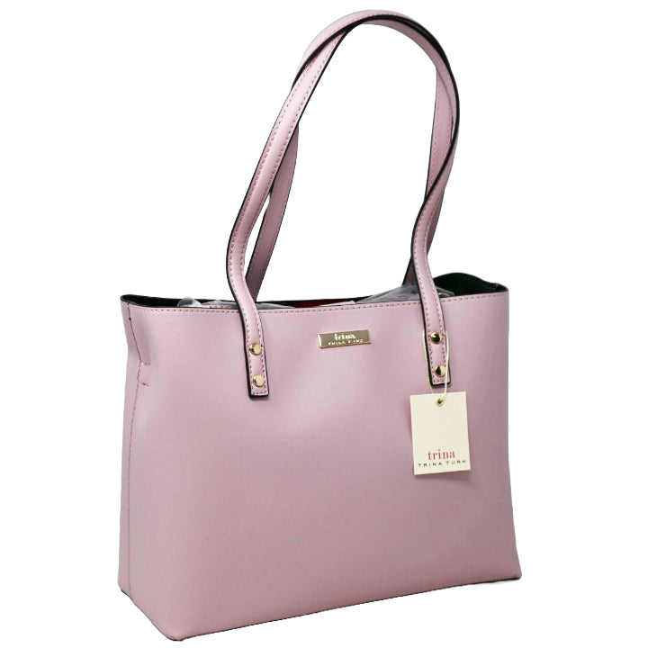PINK DBL FACE TOTE W/PRINTED SNAP IN POUCH TRINA TURK C/P 8