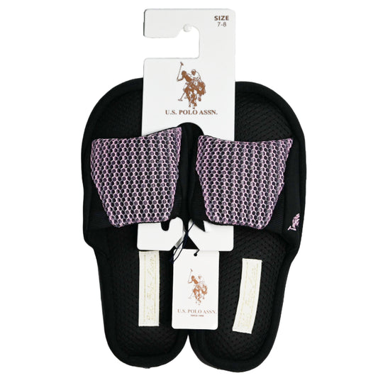 U.S. POLO ASSN. BLK/PINK LADIES SLIPPERS SIZE S-L C/P 24