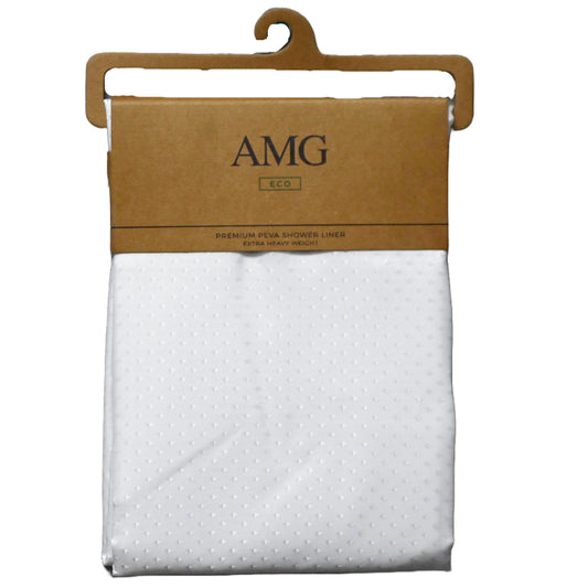 70" x 72" White Polyester Shower Liner wMetal Grommets and Weighed Magnetic Hem C/P 36