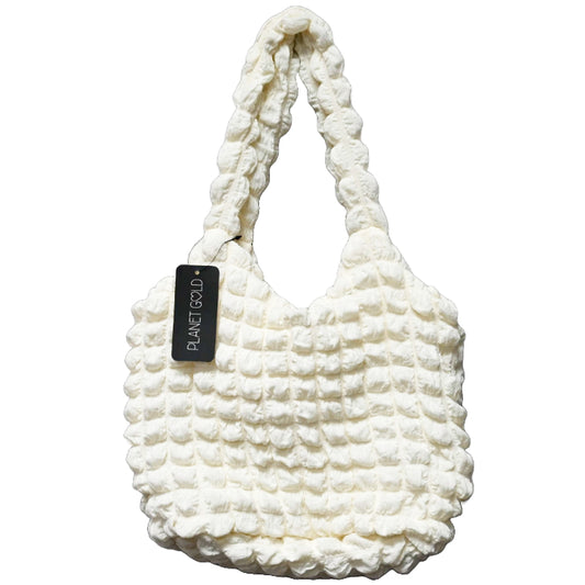 IVORY QUILTED SATCHEL HANDBAG W/TOP ZIPPER C/P 12