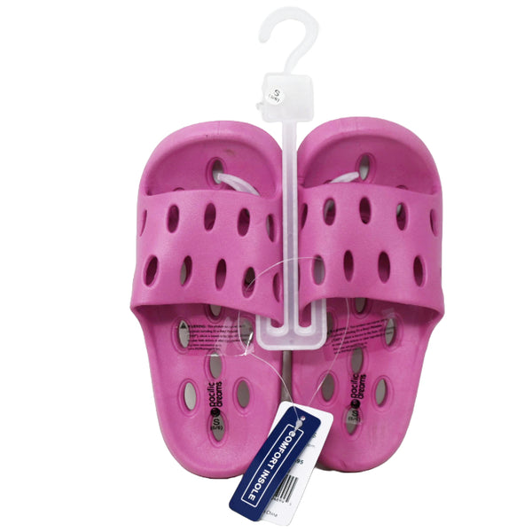 WOMEN PINK PERFORATED SOLE SLIDE SANDAL 3-ASST SIZE C/P 12