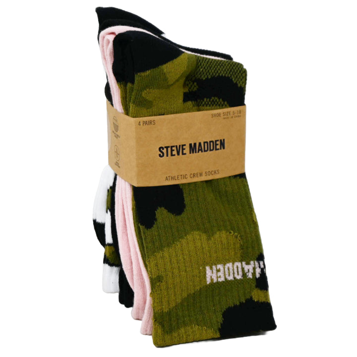 4pk L-CAMOU3 ATHLETIC CREW SOCKS STEVE MADDEN C/P 48