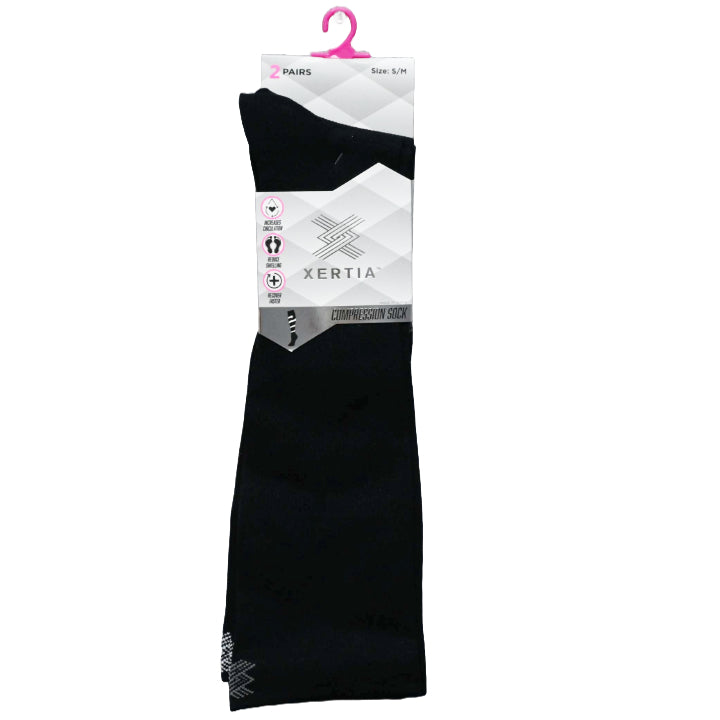 2pk S/M LADIES BLACK COMPRESSION SOCKS C/P 60