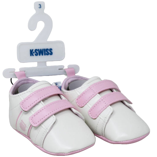 K-SWISS WHT/PINK INFANT GIRLS SNEAKERS W/5 STRIPE DETAILS 4-ASST SIZEE C/P 18
