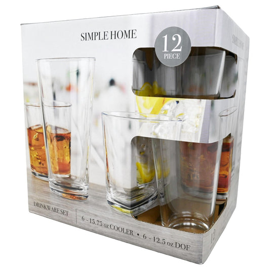 12pc Clear Glassware Set C/P 2 Circleware