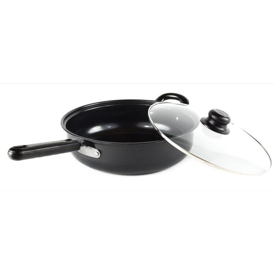 12" Chicken Fryer with Glass Lid Black Carbon Steel C/P 6