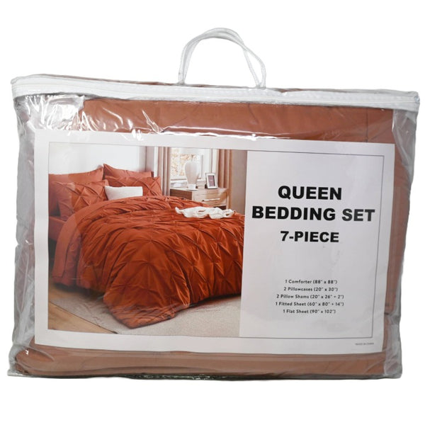 7pc QUEEN TERRACOTTA BEDDING SET C/P 3
