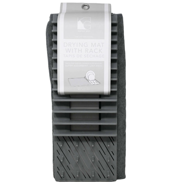 Dark Grey Dish Drying Mat with Rack C/P 12