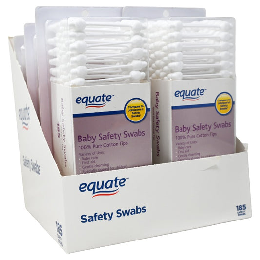 185ct Baby Cotton Swabs Paper Sticks Equate C/P 12